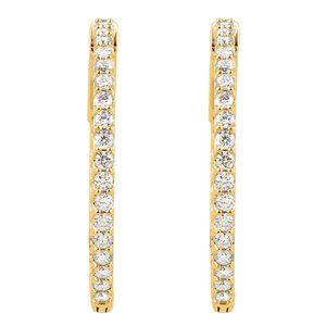 14K Yellow Gold Vermeil 1 CTW Lab-Grown Diamond Inside-Outside 26.5 mm Hinged Hoop Earrings – image 2
