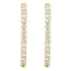 14K Yellow Gold 2 CTW Natural Diamond Inside-Outside 29.5 mm Hinged Hoop Earrings – image 2