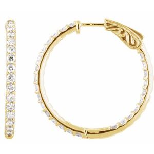 14K Yellow Gold Vermeil 2 CTW Lab-Grown Diamond Inside-Outside 29.5 mm Hinged Hoop Earrings