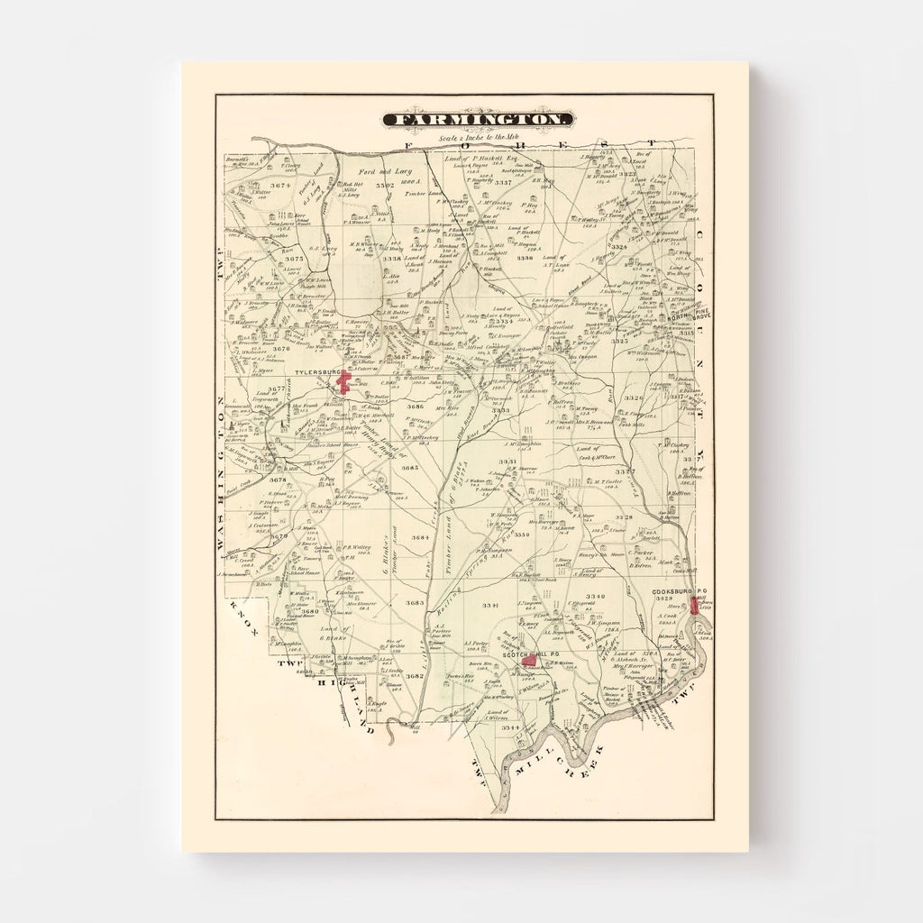 Vintage Map of Farmington, Pennsylvania 1877