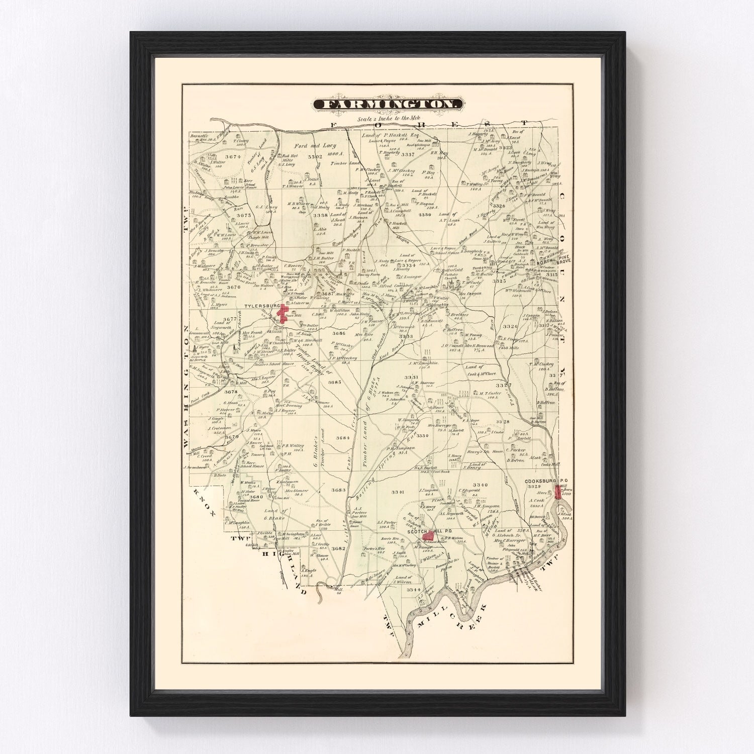 Vintage Map of Farmington, Pennsylvania 1877