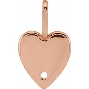 10K Rose Gold 1.7 mm Round Engravable Heart Charm/Pendant Mounting