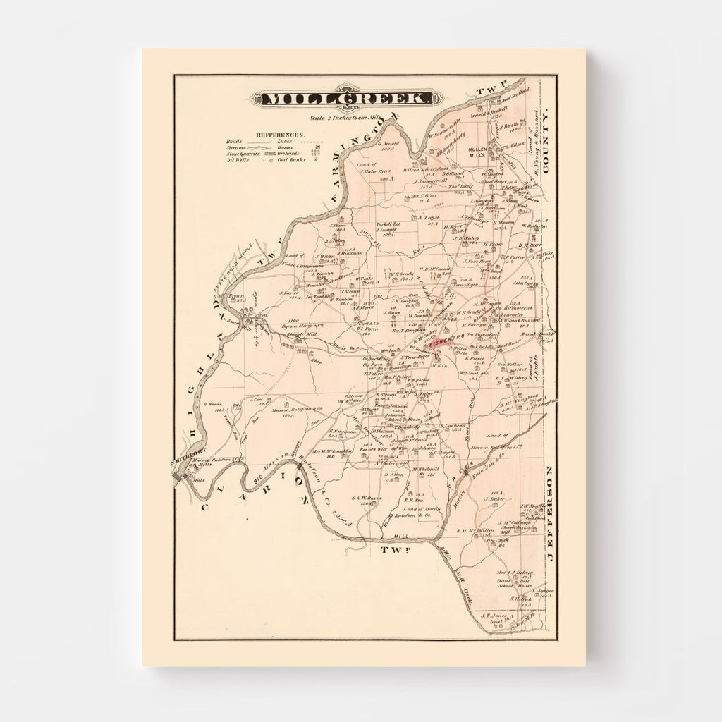 Vintage Map of Millcreek, Pennsylvania 1877