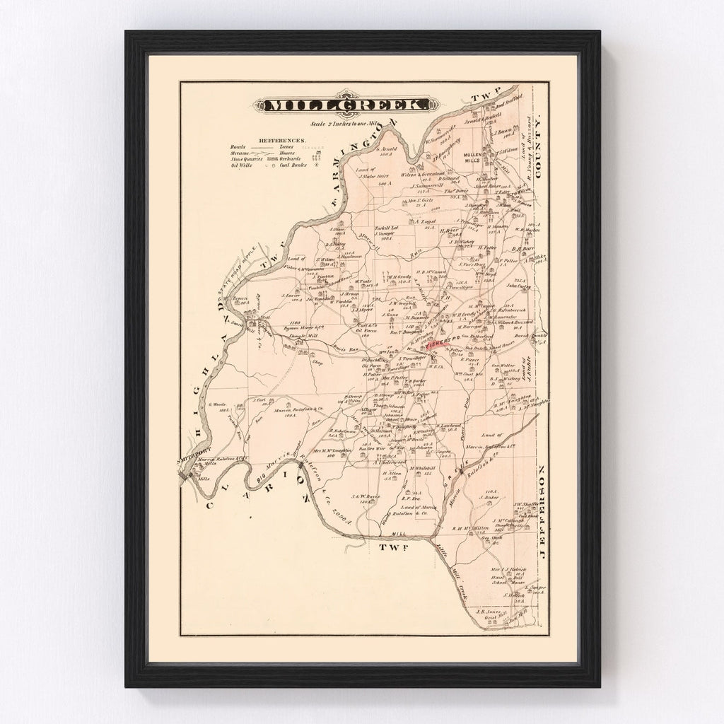 Vintage Map of Millcreek, Pennsylvania 1877