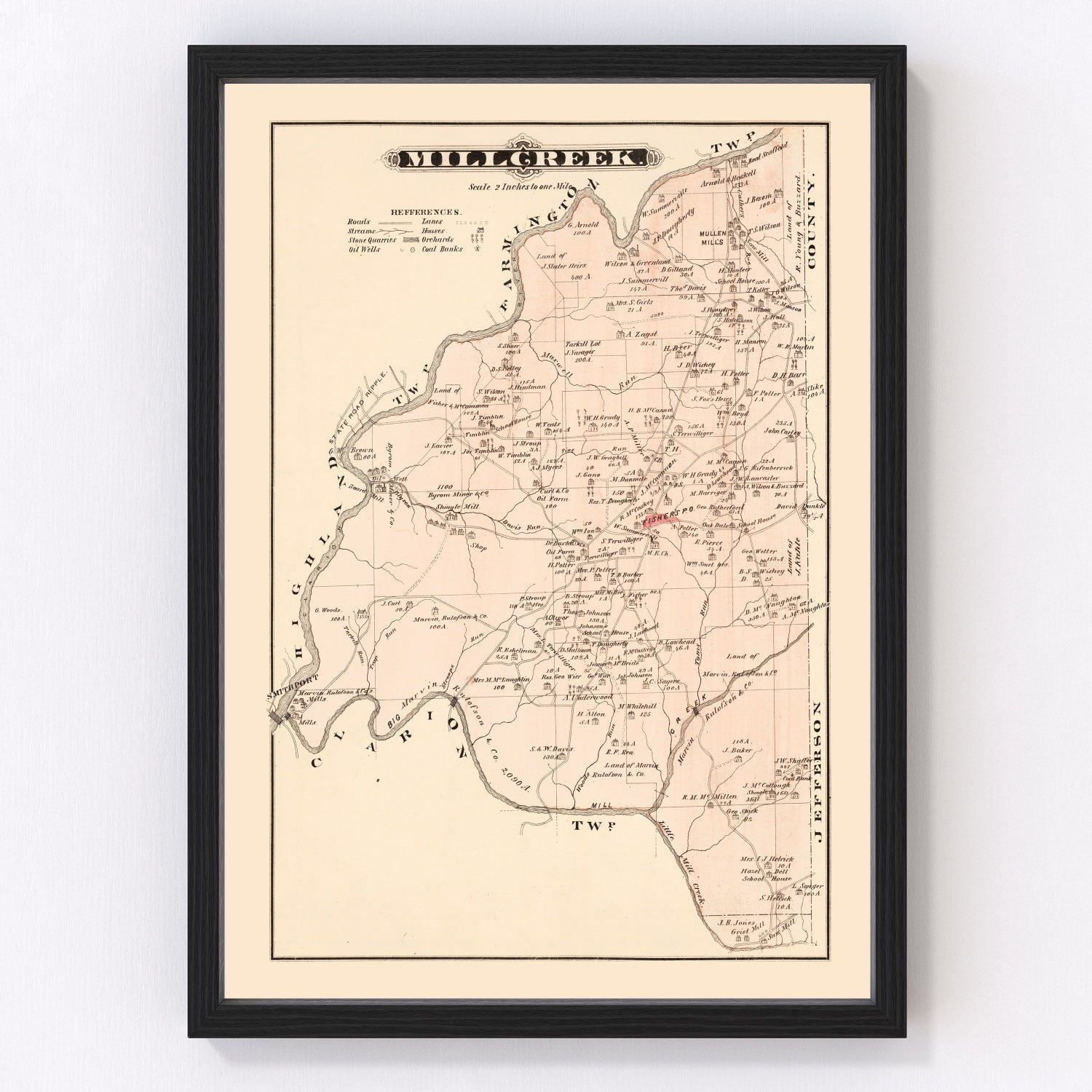 Vintage Map of Millcreek, Pennsylvania 1877