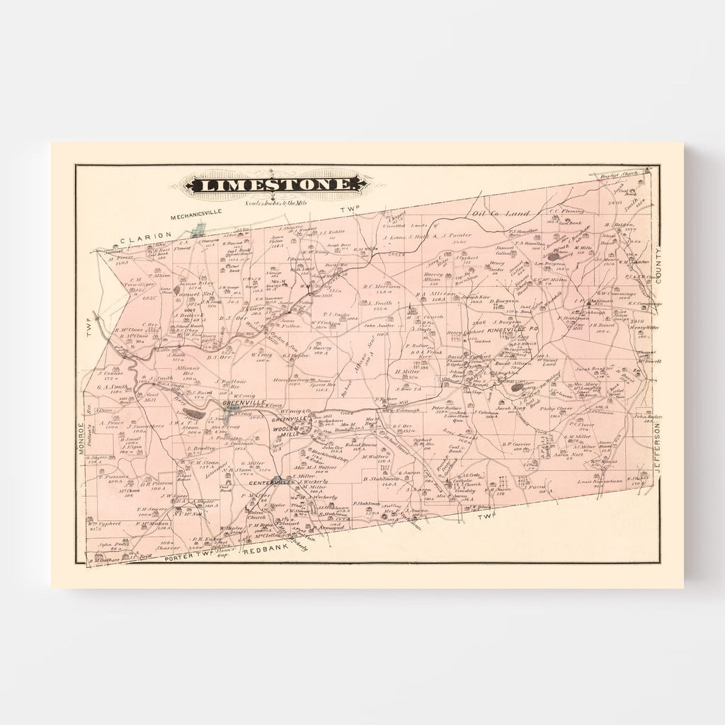 Vintage Map of Limestone, Pennsylvania 1877