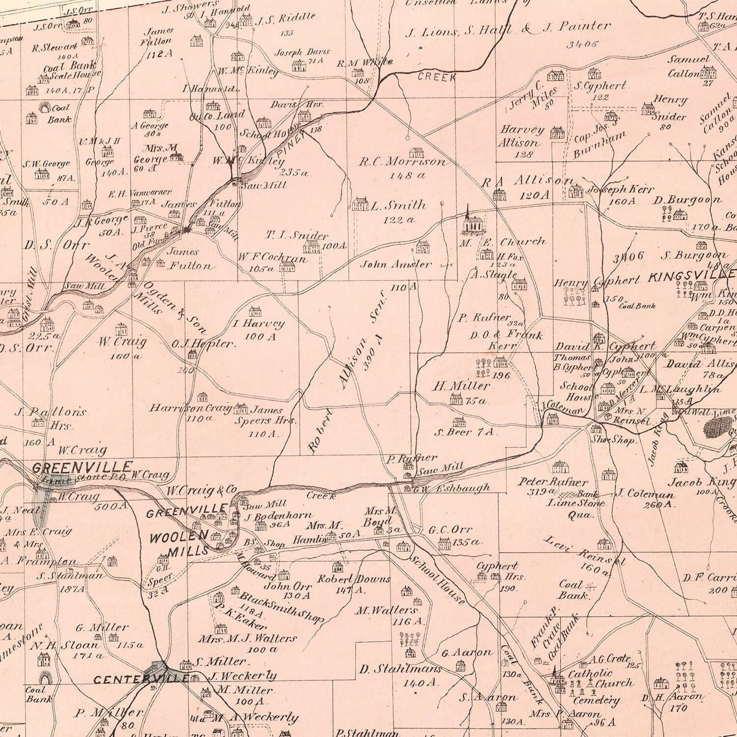 Vintage Map of Limestone, Pennsylvania 1877