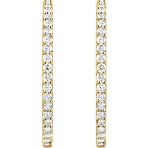14K Yellow Gold Vermeil 5 CTW Lab-Grown Diamond Inside-Outside 41.5 mm Hinged Hoop Earrings – image 3