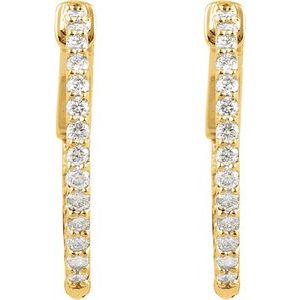 14K Yellow Gold 1 CTW Natural Diamond Inside-Outside 26.5 mm Hinged Hoop Earrings – image 2