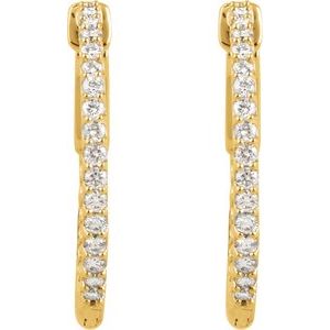 14K Yellow Gold 3/4 CTW Natural Diamond Inside-Outside 23 mm Hinged Hoop Earrings – image 2