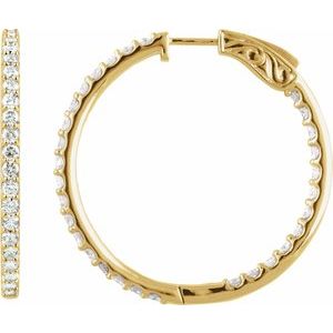 14K Yellow Gold Vermeil 5 CTW Lab-Grown Diamond Inside-Outside 41.5 mm Hinged Hoop Earrings