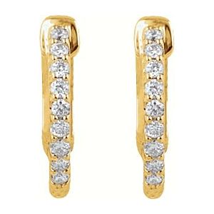 14K Yellow Gold Vermeil 1/4 CTW Lab-Grown Diamond Inside-Outside 14.5 mm Hinged Hoop Earrings – image 2