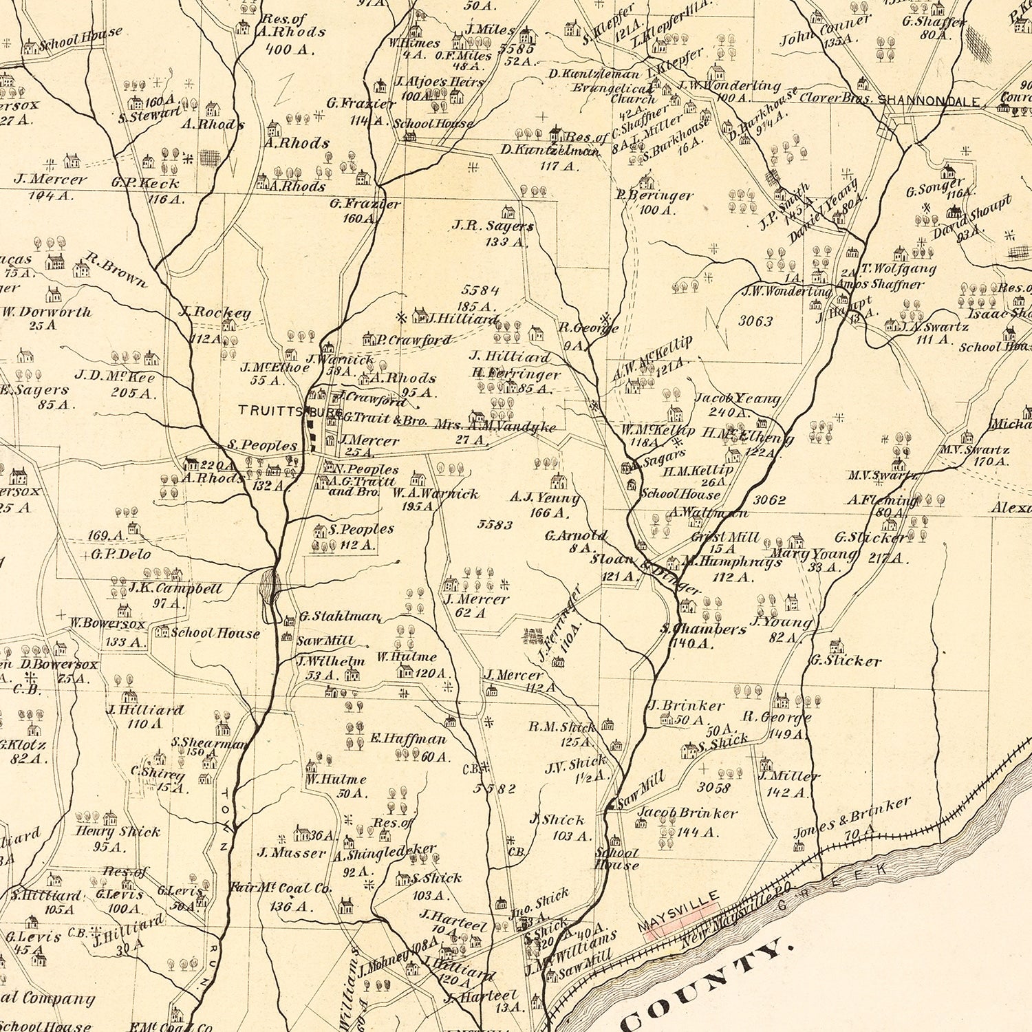 Vintage Map of Redbank, Pennsylvania 1877