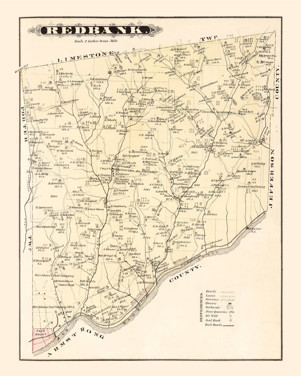 Vintage Map of Redbank, Pennsylvania 1877