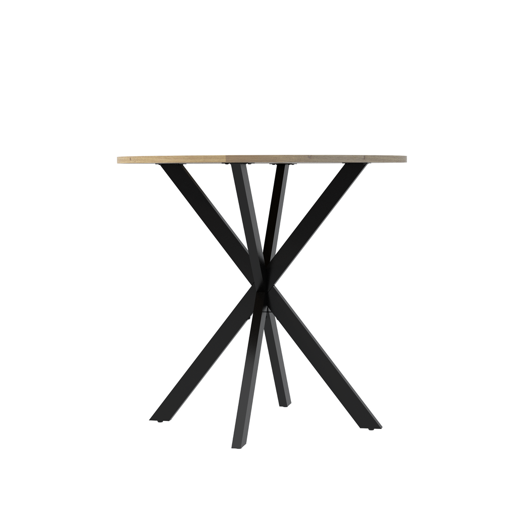 31.5 Inch Round Dining Table, Small Circle Kitchen Table with Metal Black Legs for 2-4 people,Modern Dining Room Table, Brown (only table)