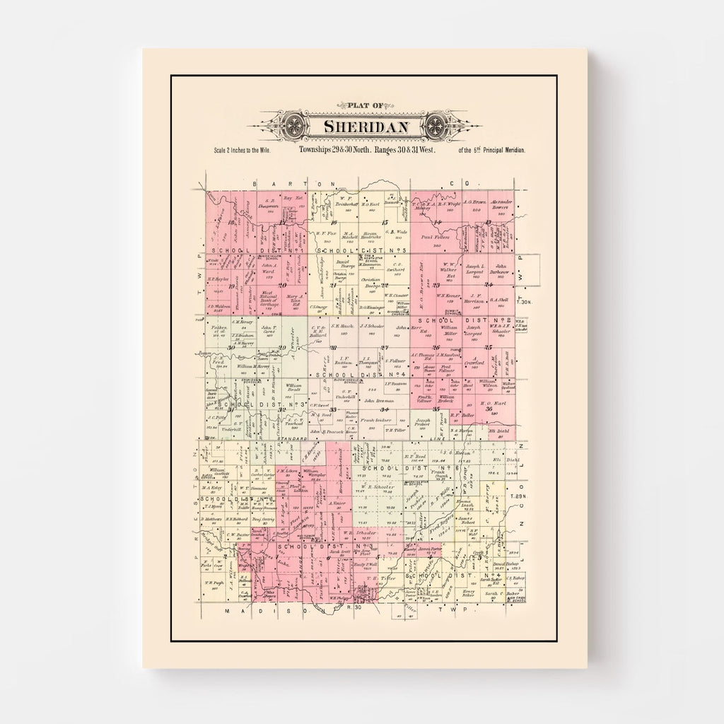 Vintage Map of Sheridan Township, Jasper County, Missouri 1895