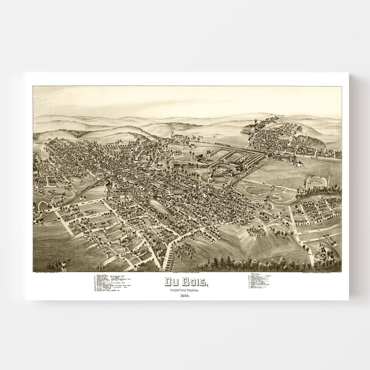 Vintage Map of Du Bois, Pennsylvania 1895