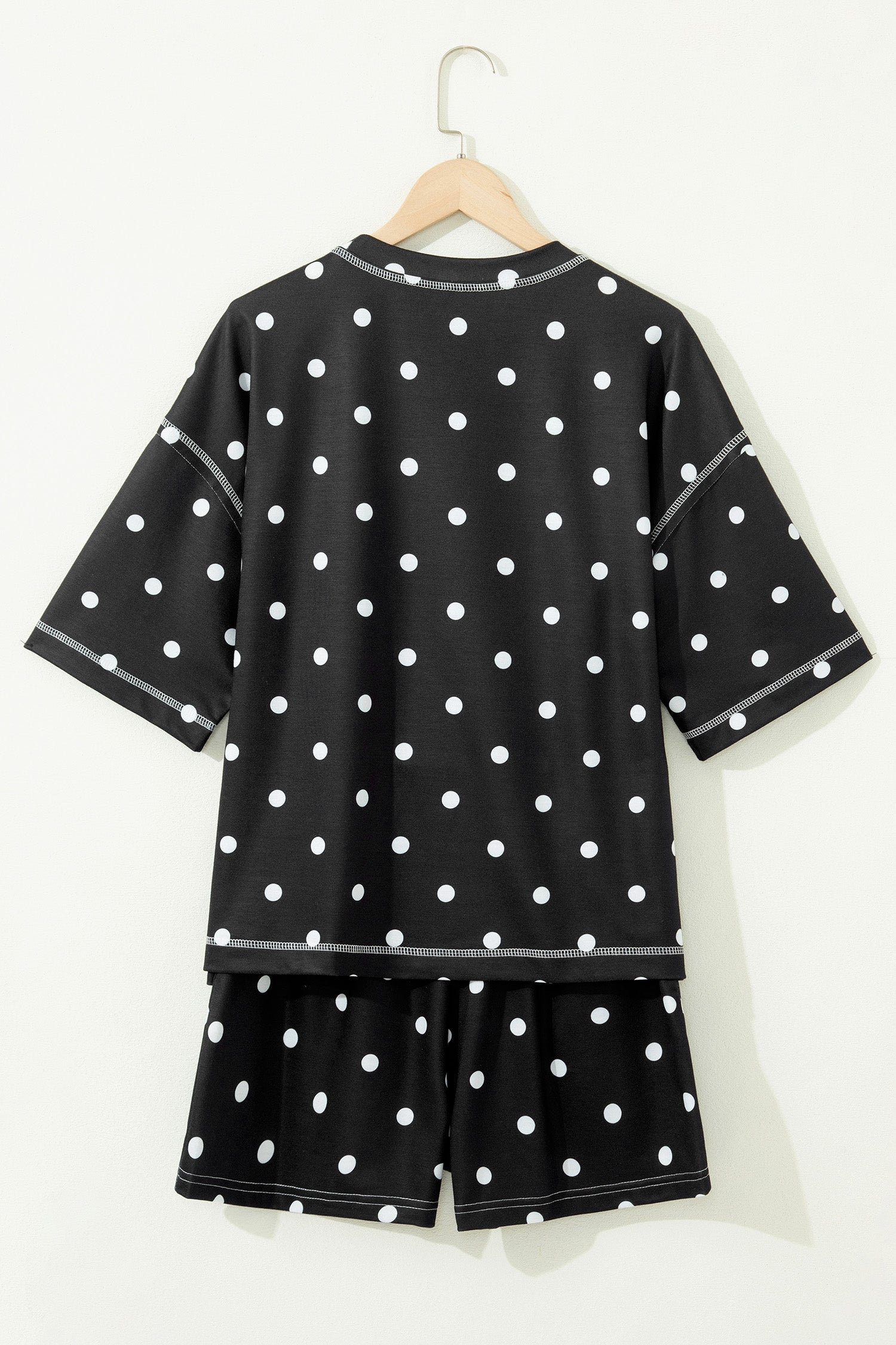 Polka Dot Loose Tee & Drawstring Shorts Set