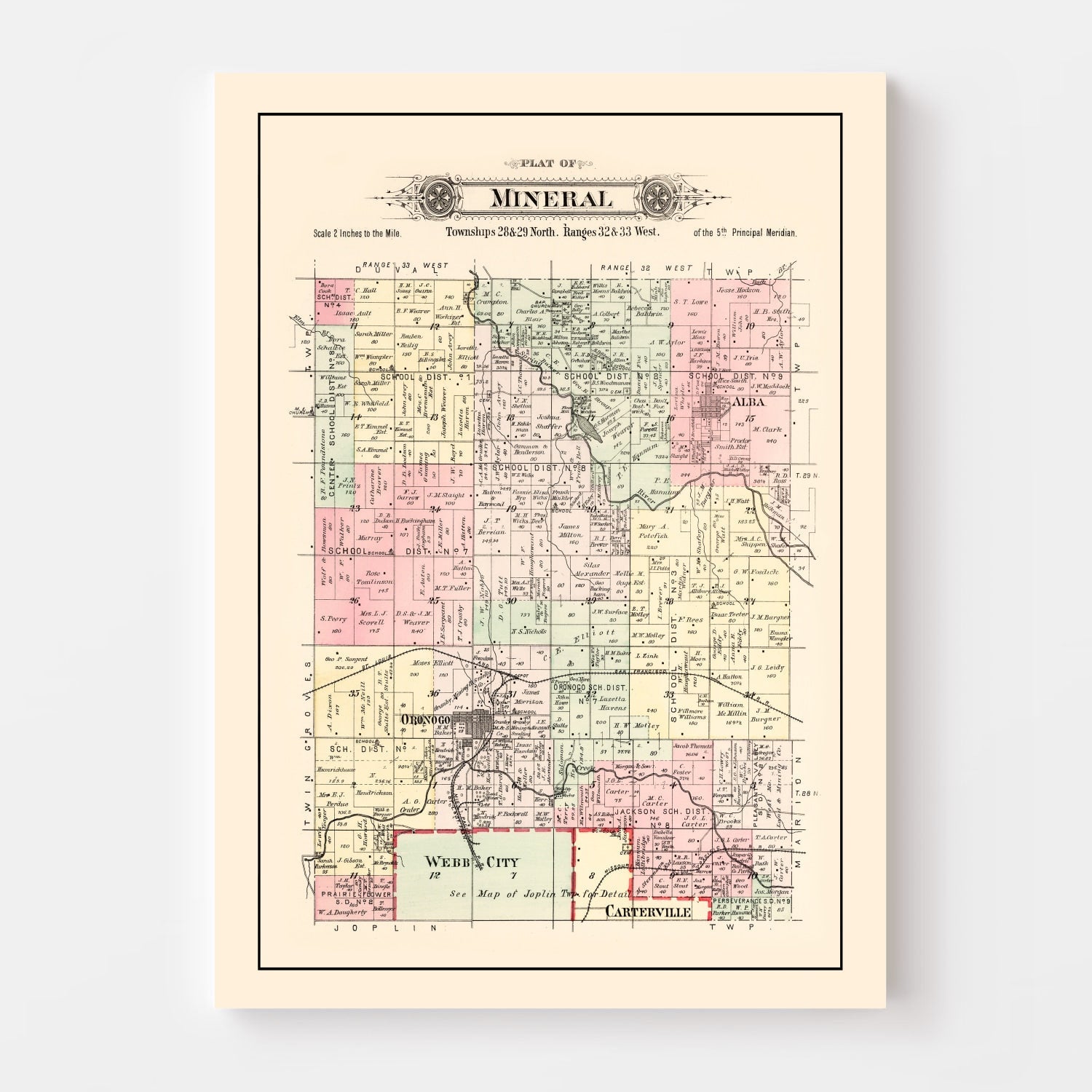 Vintage Map of Mineral Township, Washington County, Missouri 1895