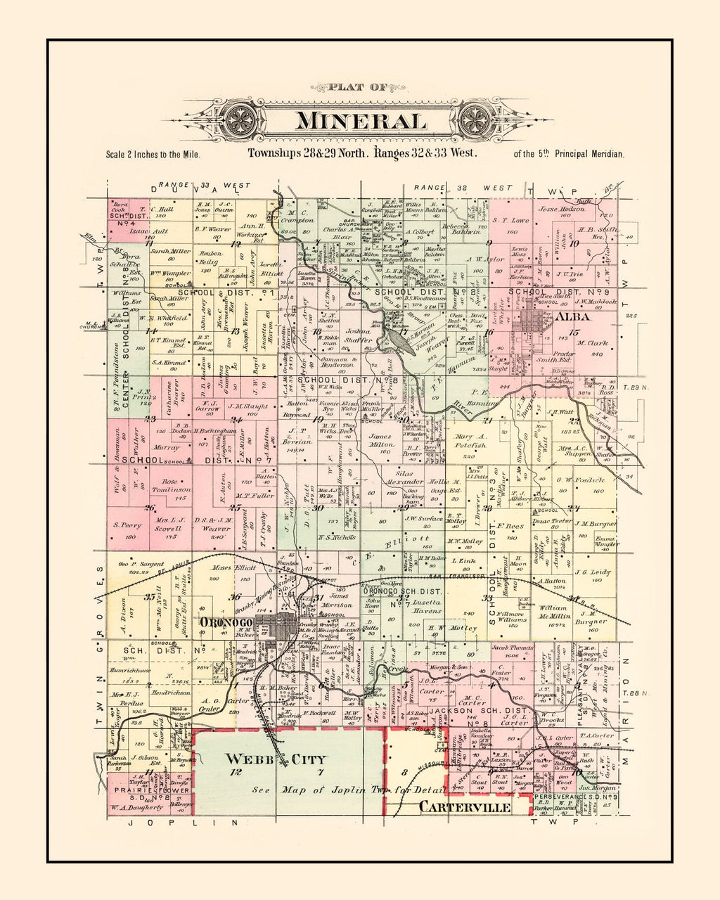 Vintage Map of Mineral Township, Washington County, Missouri 1895