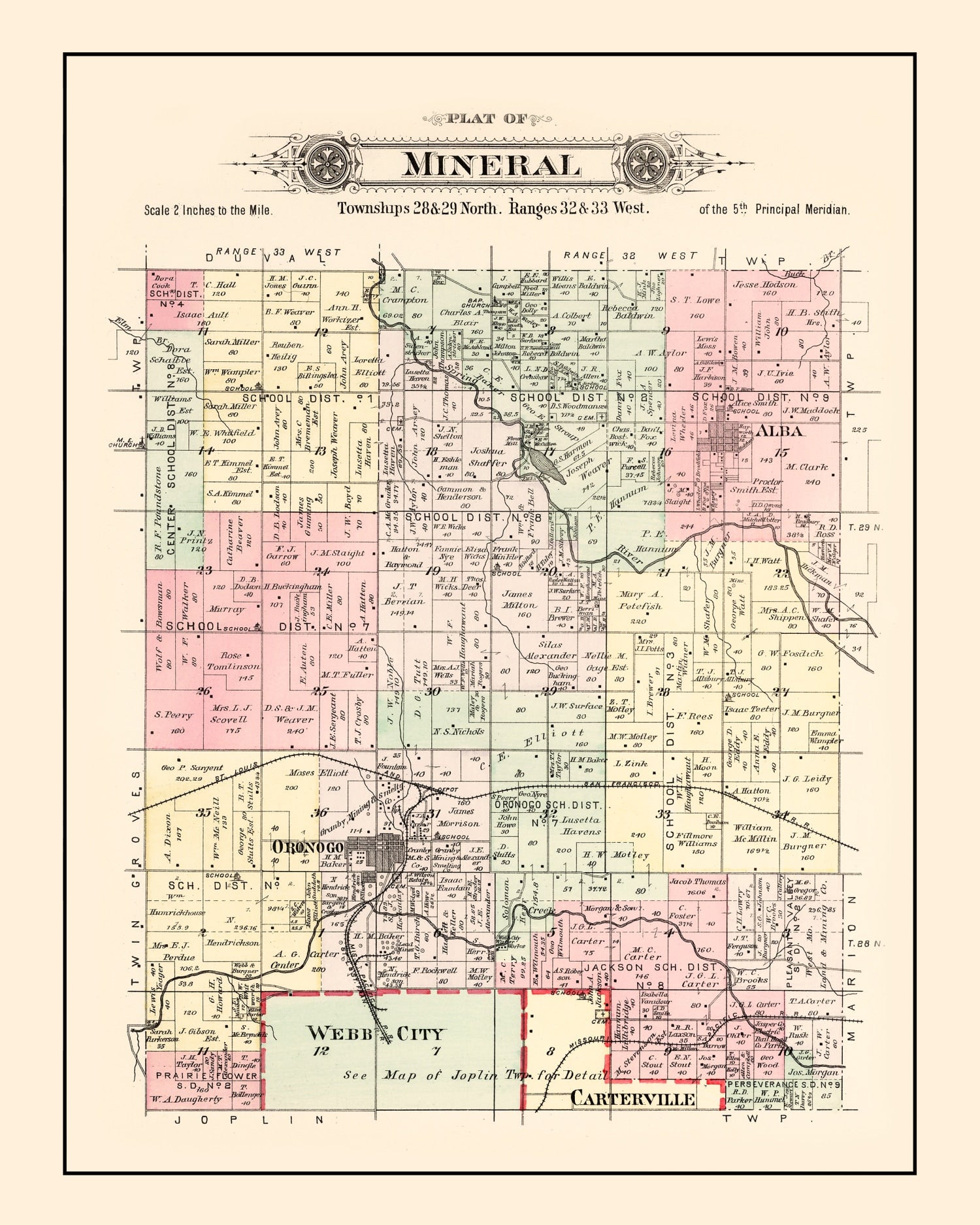 Vintage Map of Mineral Township, Washington County, Missouri 1895