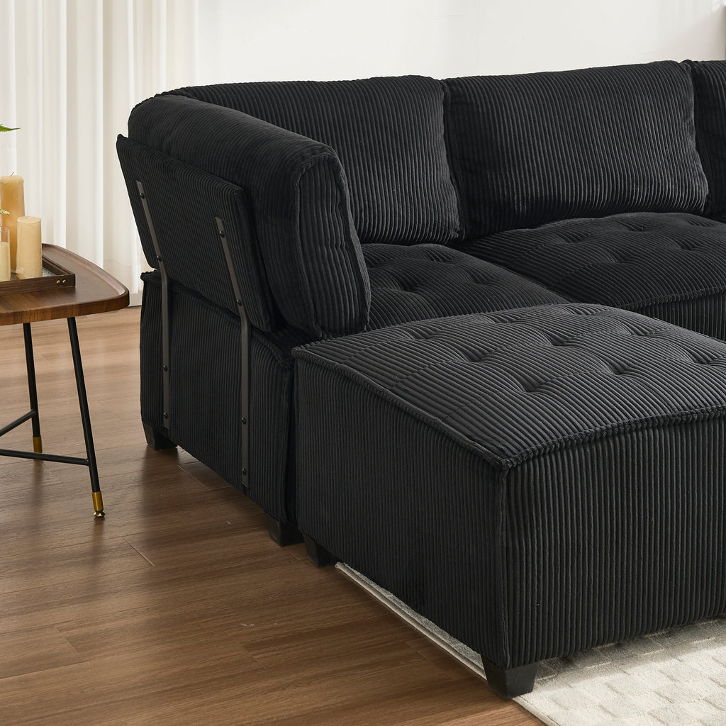 UNITED WE WIN Modular Sectional Sofa U Shaped Modular Couch with Reversible Chaise Modular Sofa Sectional Couch,6- Seat Convertible Sofa,Fit for Living Room