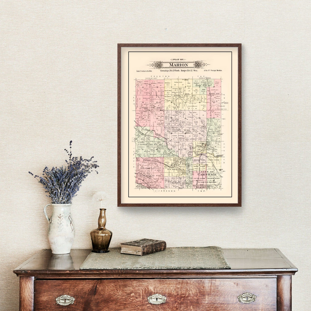 Vintage Map of Marion Township, Jasper County, Missouri 1895