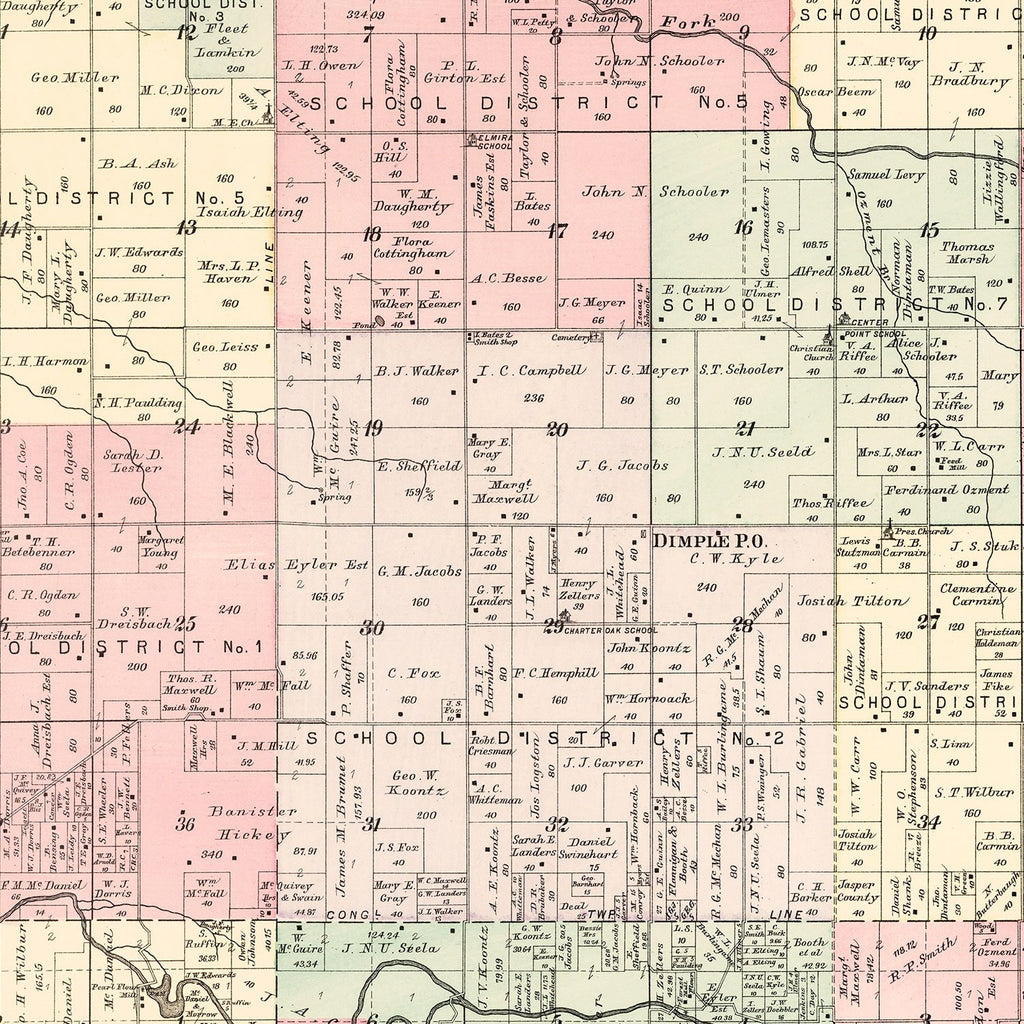 Vintage Map of Madison Township, Jasper County, Missouri 1895