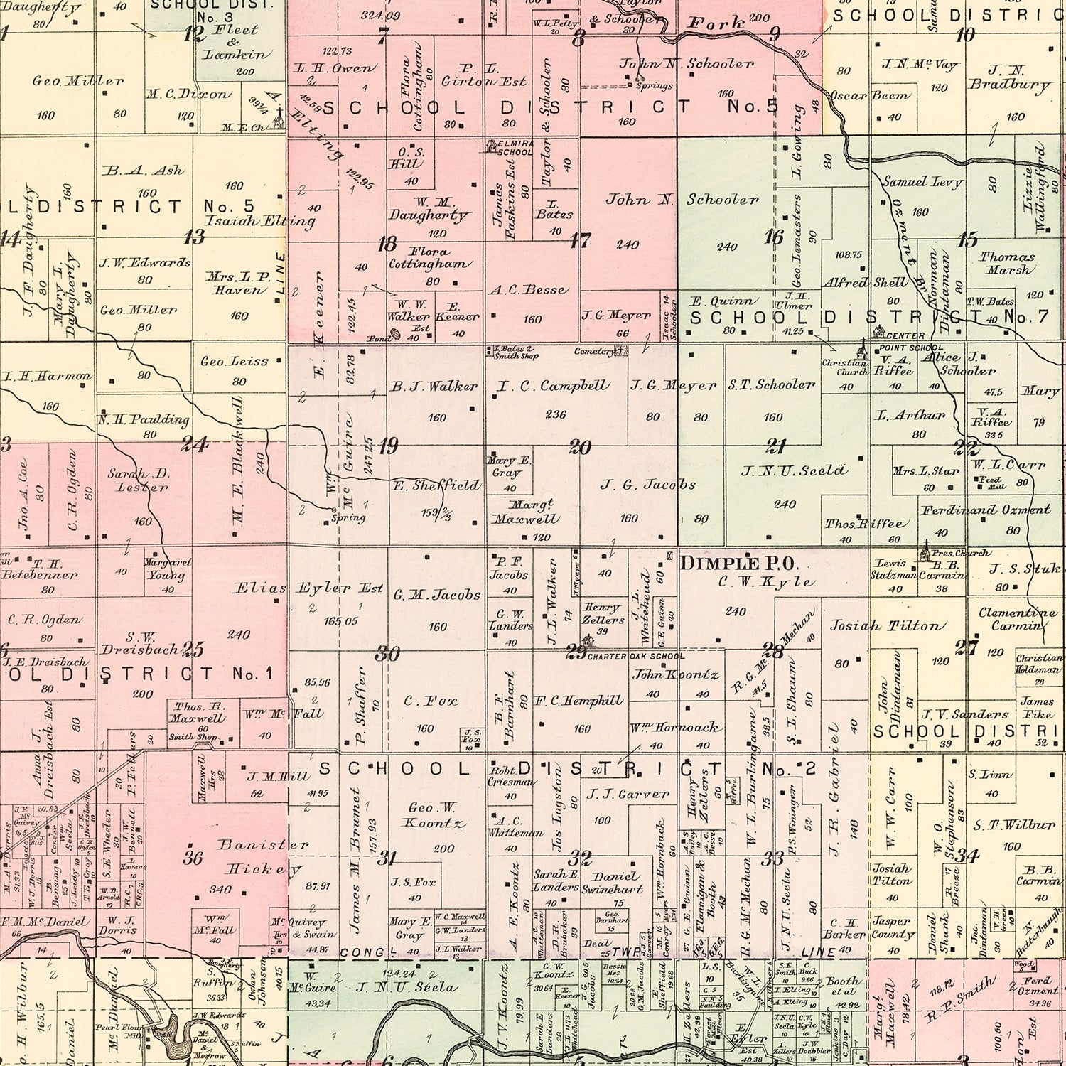 Vintage Map of Madison Township, Jasper County, Missouri 1895