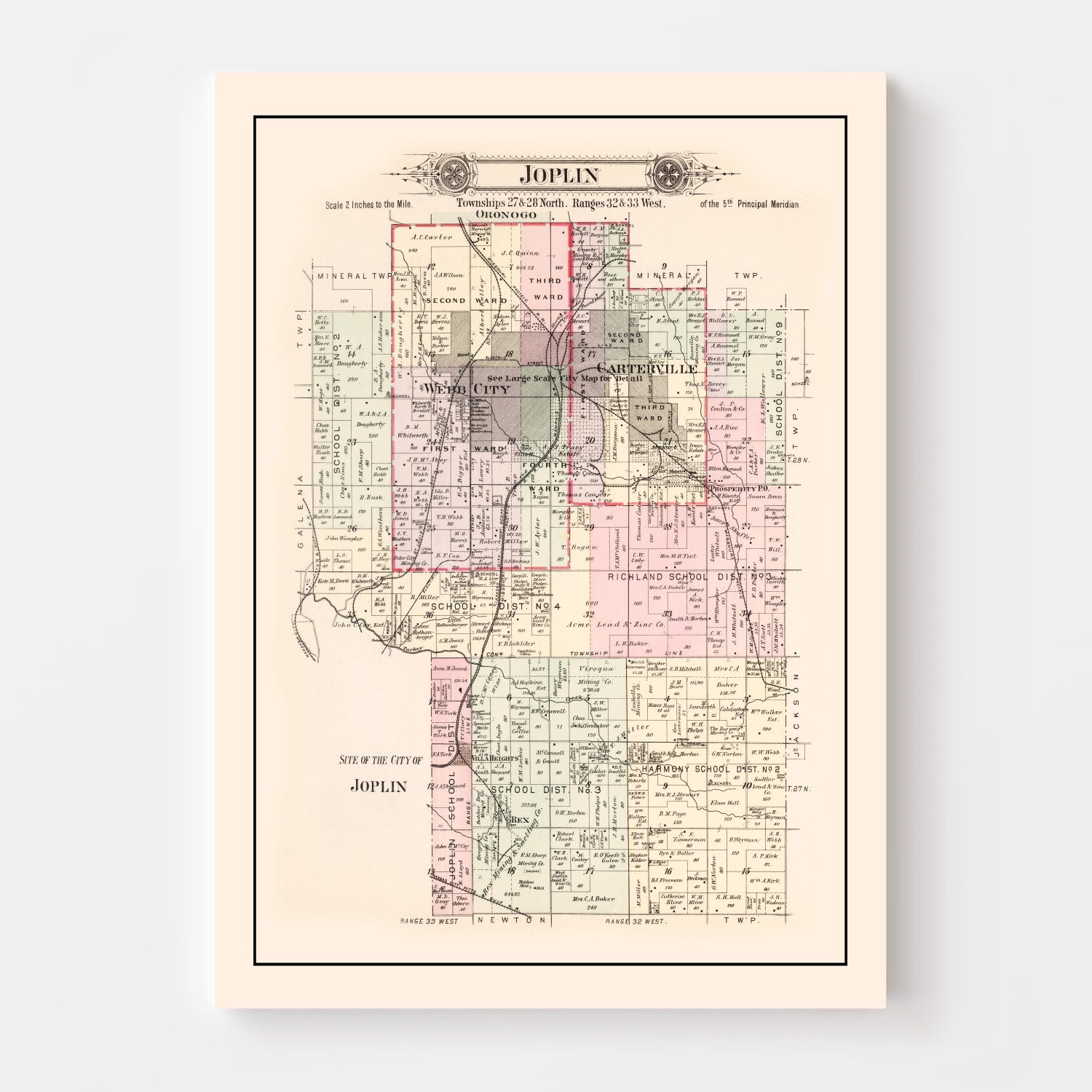 Vintage Map of Joplin Township, Jasper County, Missouri 1895
