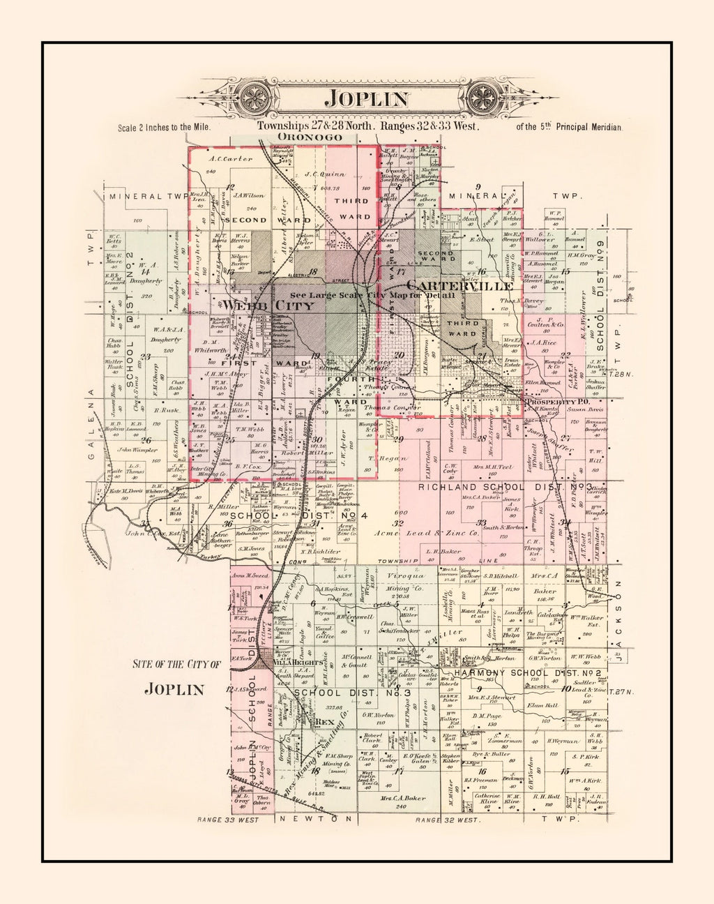 Vintage Map of Joplin Township, Jasper County, Missouri 1895