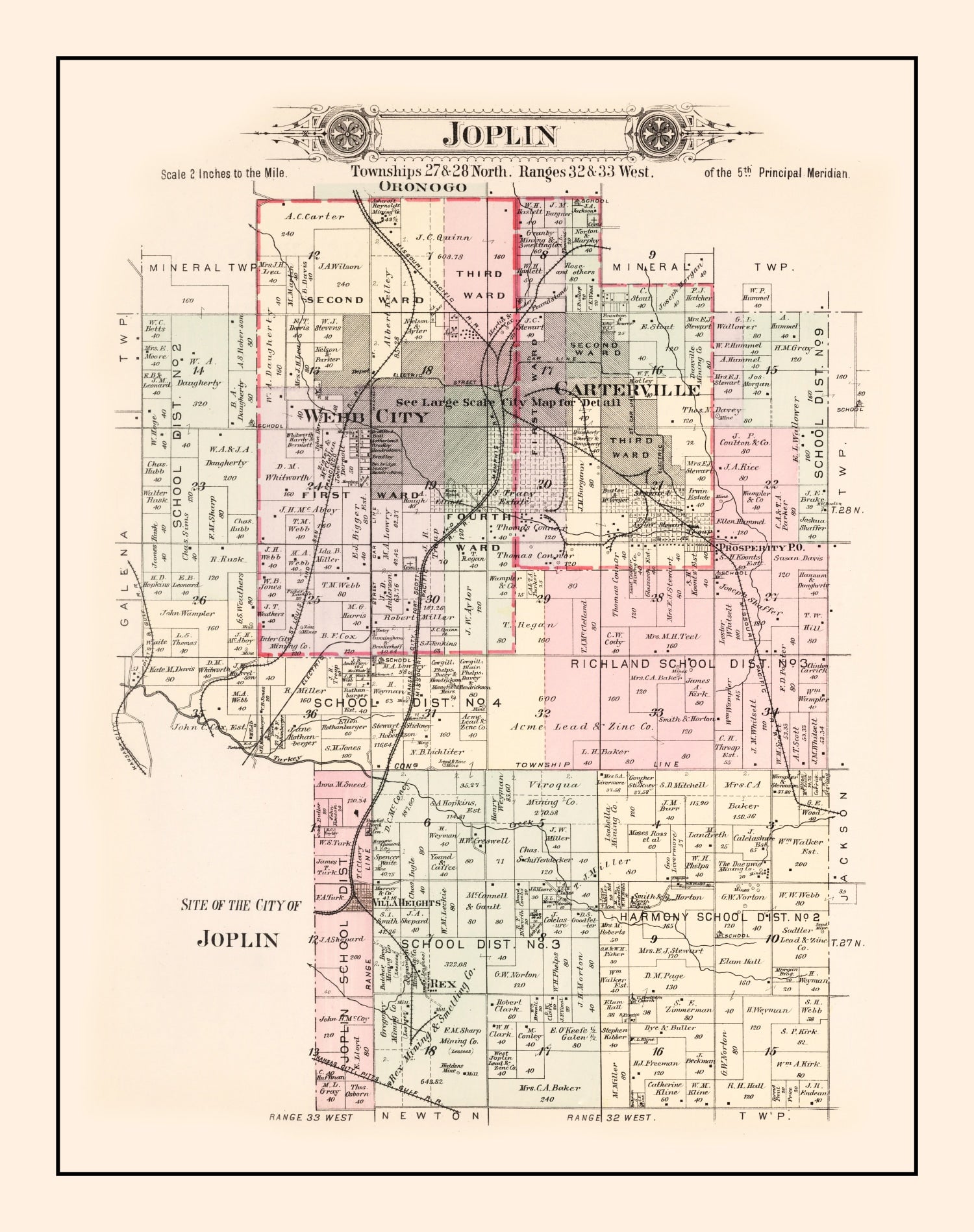Vintage Map of Joplin Township, Jasper County, Missouri 1895
