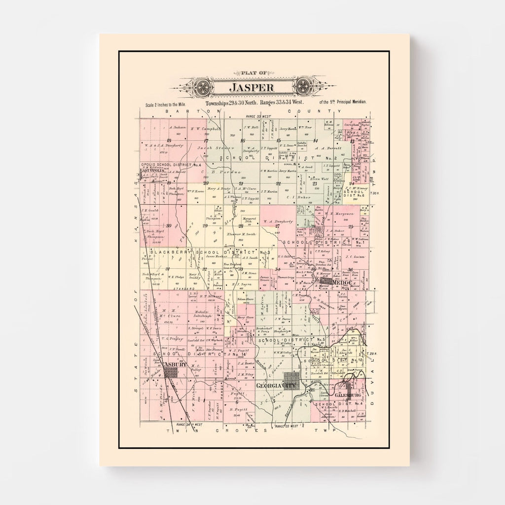 Vintage Map of Jasper Township, Jasper County, Missouri 1895