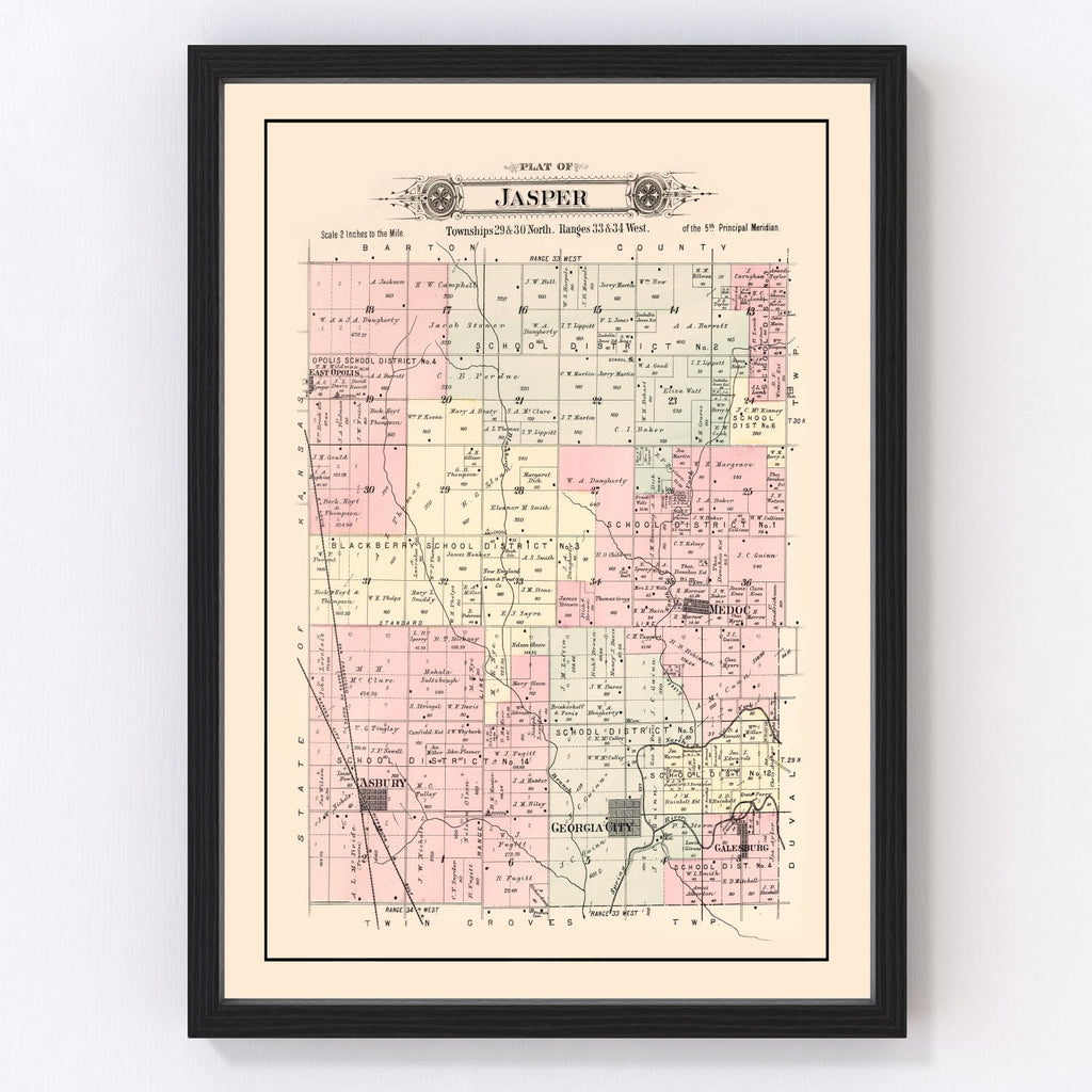 Vintage Map of Jasper Township, Jasper County, Missouri 1895
