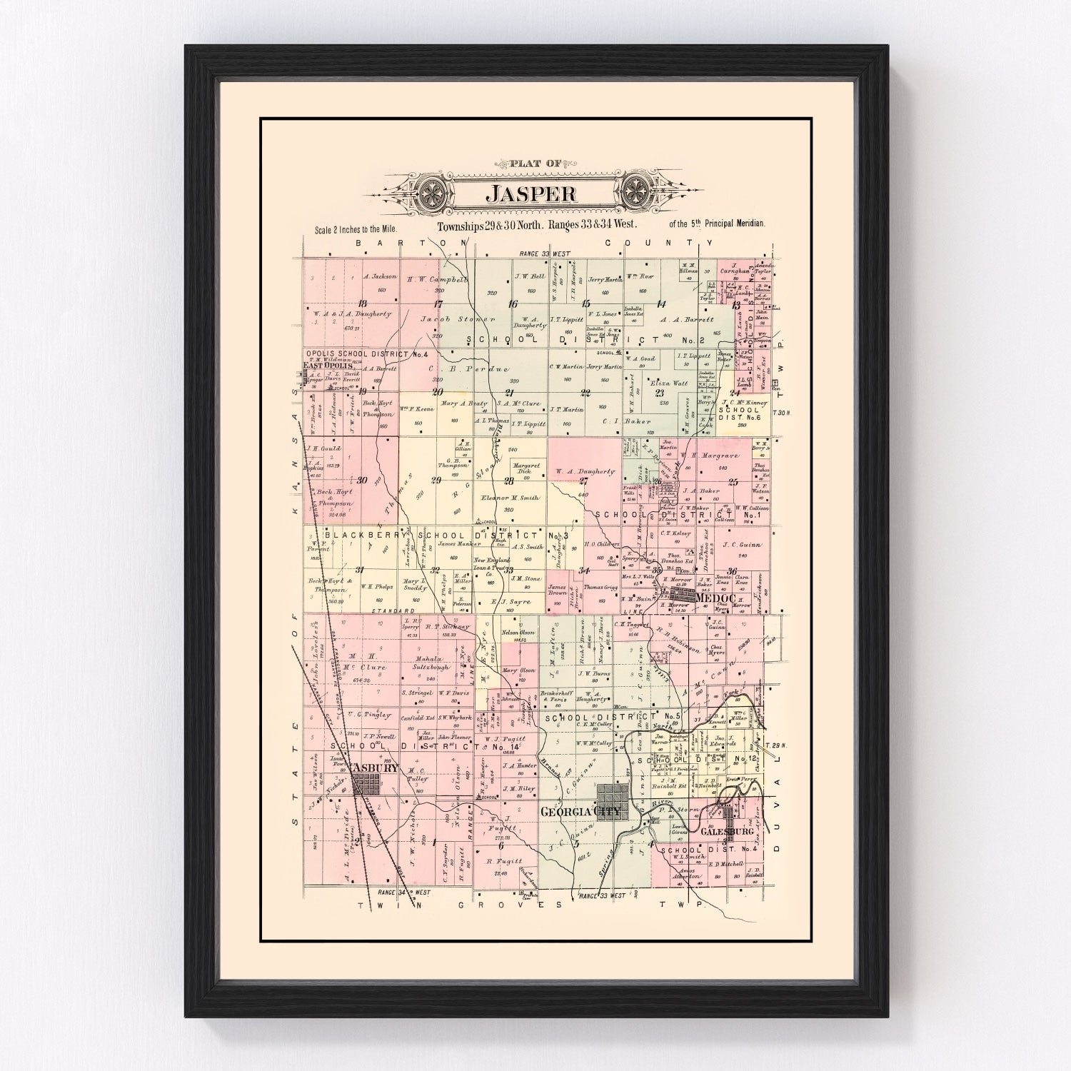 Vintage Map of Jasper Township, Jasper County, Missouri 1895