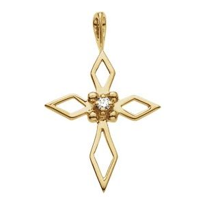 14K Yellow Gold .025 CTW Natural Diamond Cross Pendant