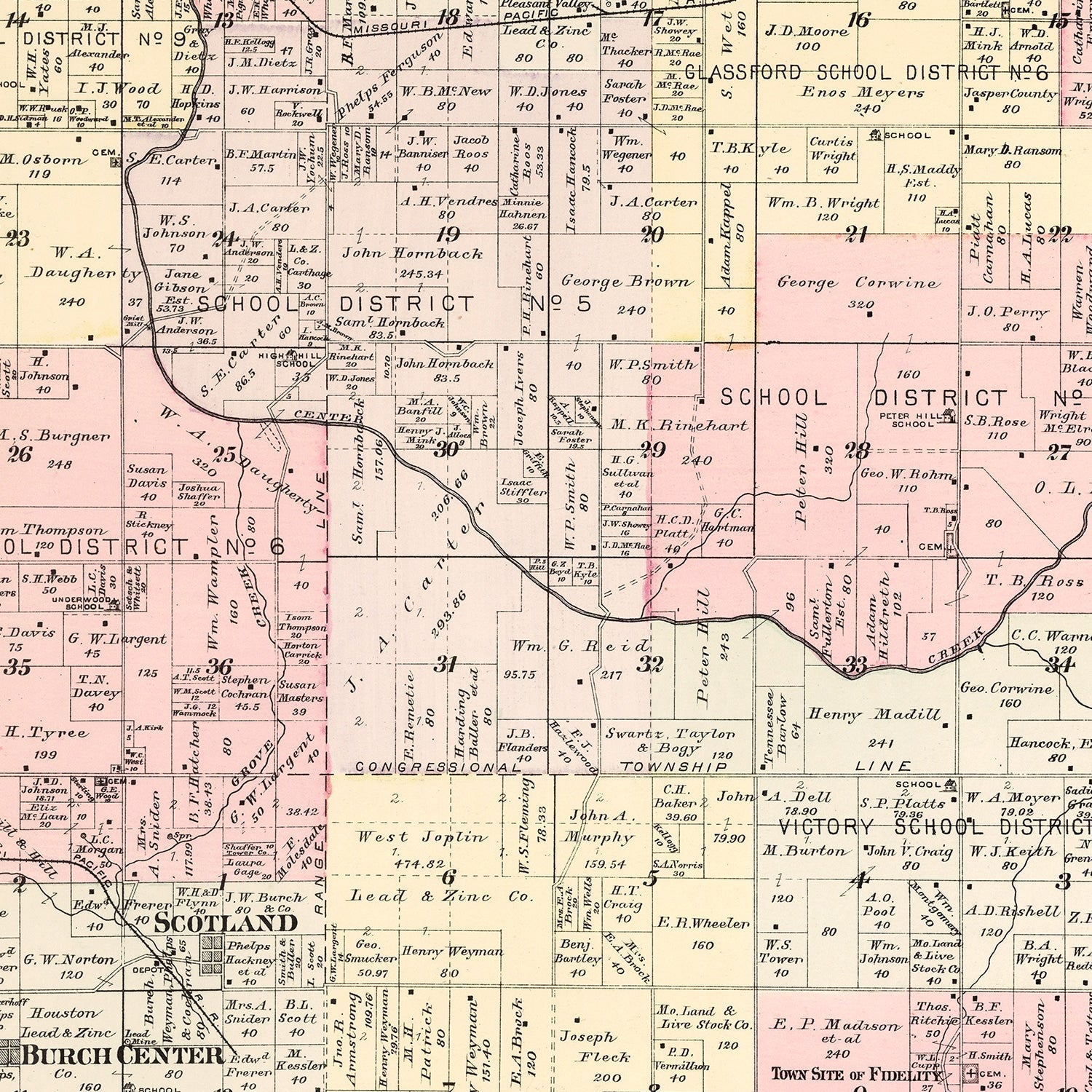 Vintage Map of Jackson Township, Jasper County, Missouri 1895
