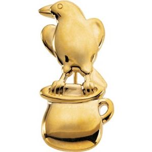 14K Yellow Gold Crow & Pitcher Brooch
