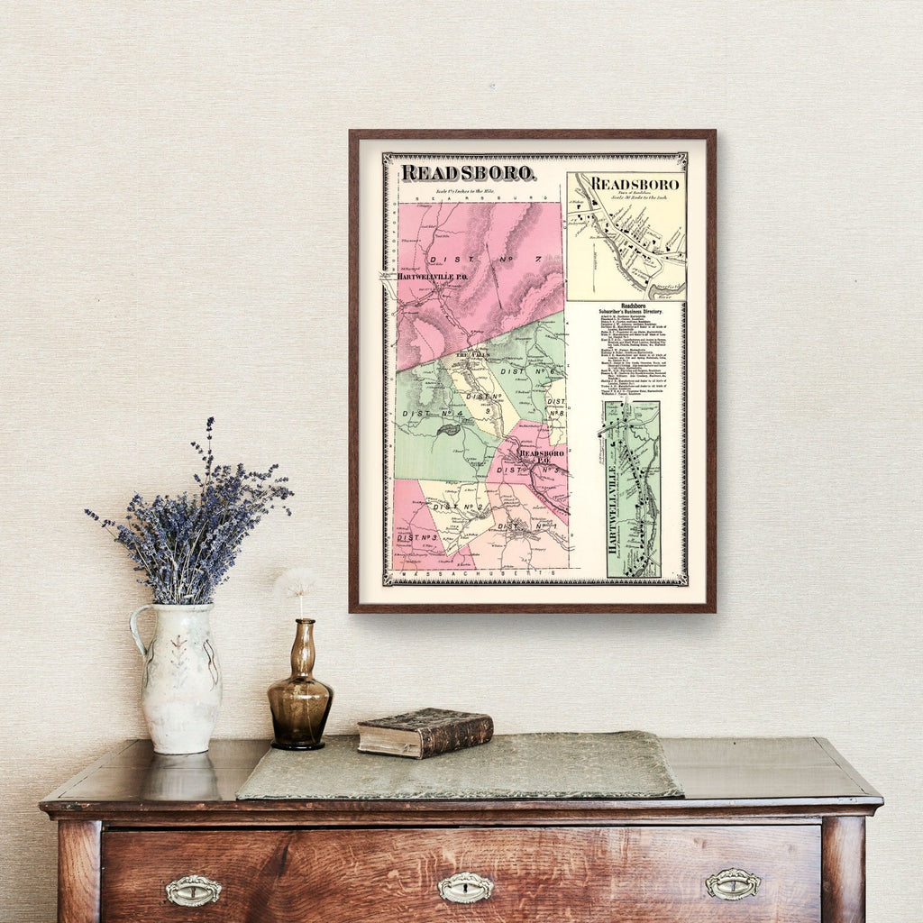 Vintage Map of Readsboro Township, Bennington County, Vermont 1869