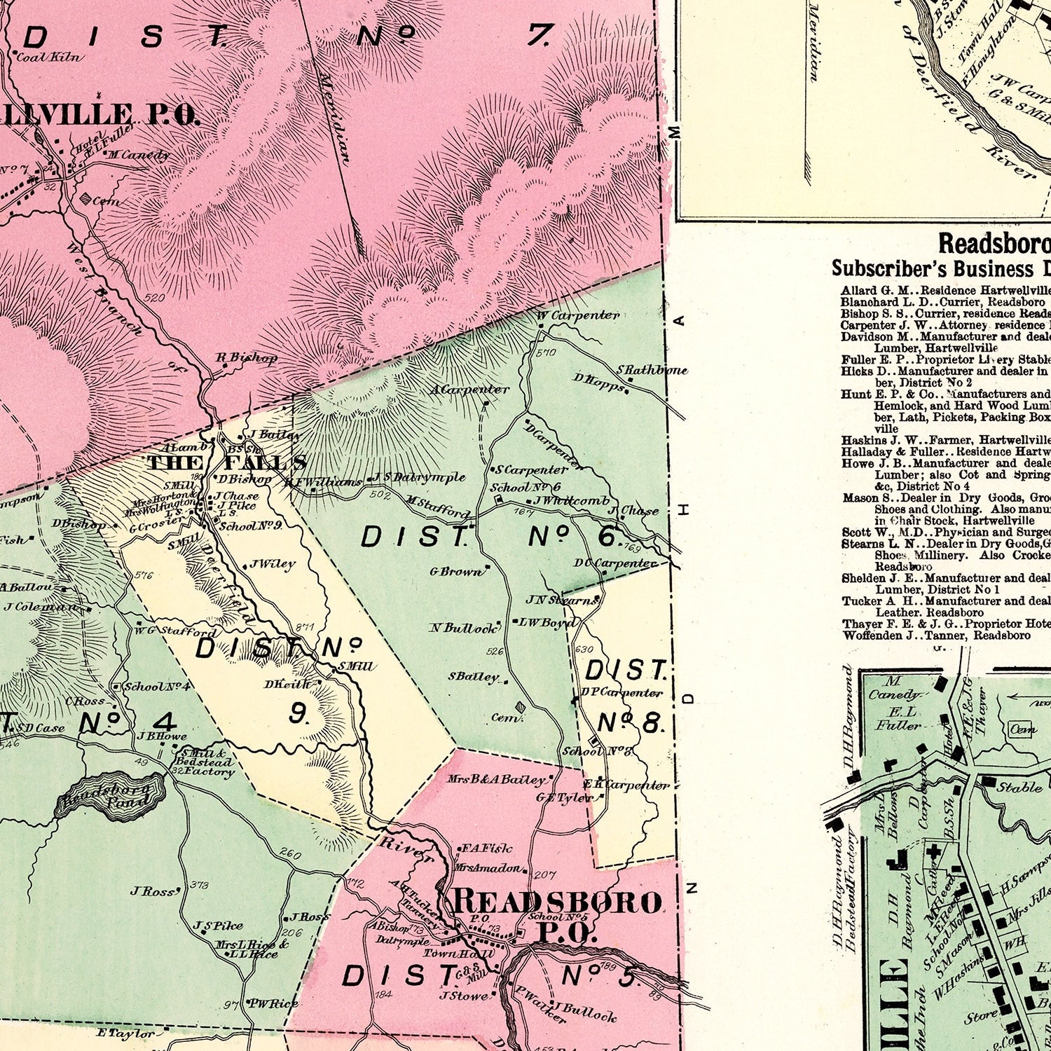 Vintage Map of Readsboro Township, Bennington County, Vermont 1869