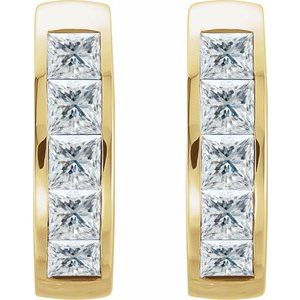 14K Yellow Gold 9/10 CTW Natural Diamond Hoop Earrings