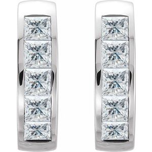 Platinum 9/10 CTW Natural Diamond Hoop Earrings – image 2