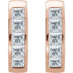 14K Rose Gold 9/10 CTW Natural Diamond Hoop Earrings – image 2