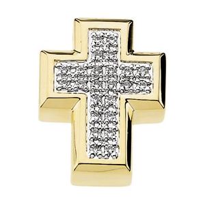 14K Yellow Gold 1/4 CTWNatural Diamond Cross Pendant