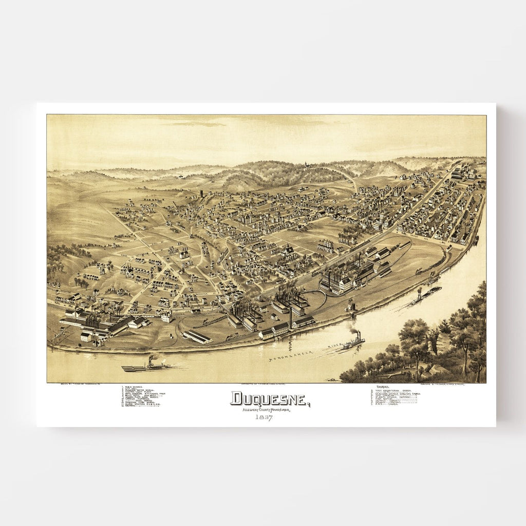 Vintage Map of Duquesne, Pennsylvania 1897
