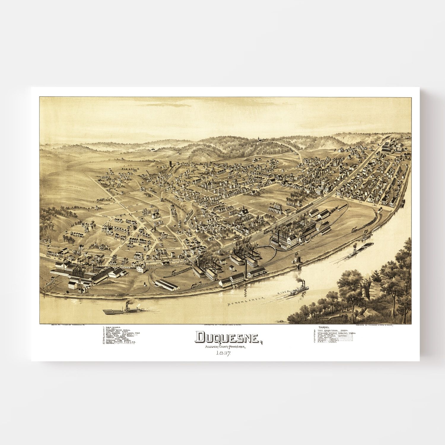 Vintage Map of Duquesne, Pennsylvania 1897