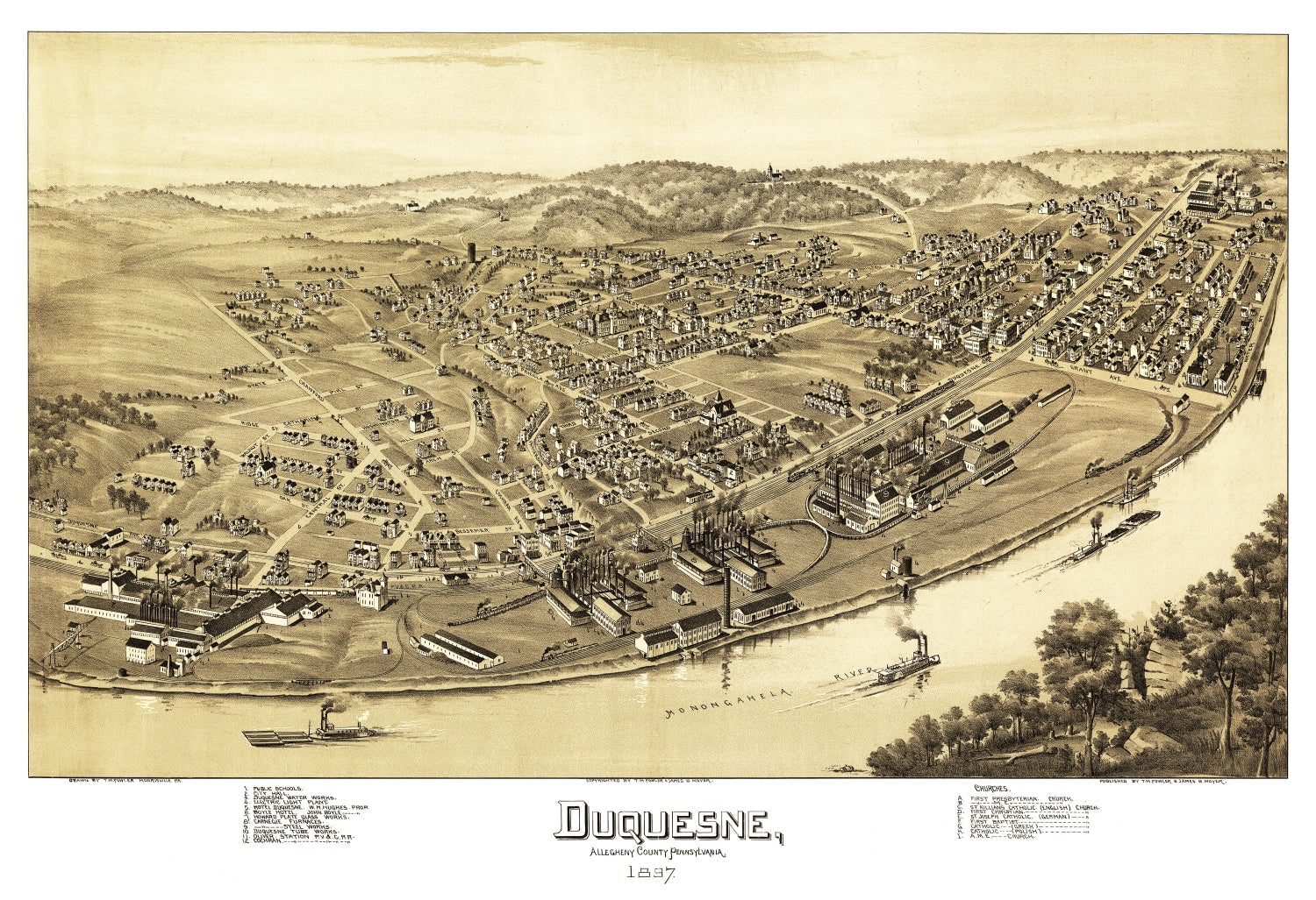 Vintage Map of Duquesne, Pennsylvania 1897