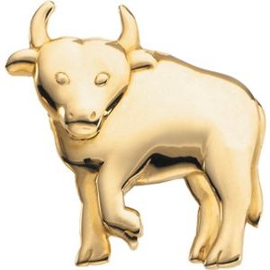 14K Yellow Gold Bull Brooch