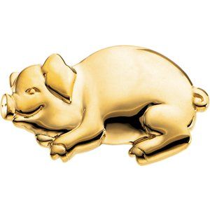 14K Yellow Gold Pig Brooch