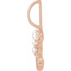 14K Rose Gold Cultured White Freshwater Pearl Initial C Charm/Pendant